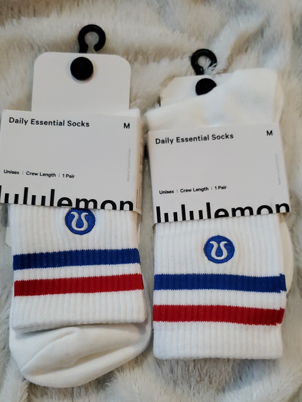 lululemon athletica Daily Essentals Crew Socks with Blue & Red Stripes